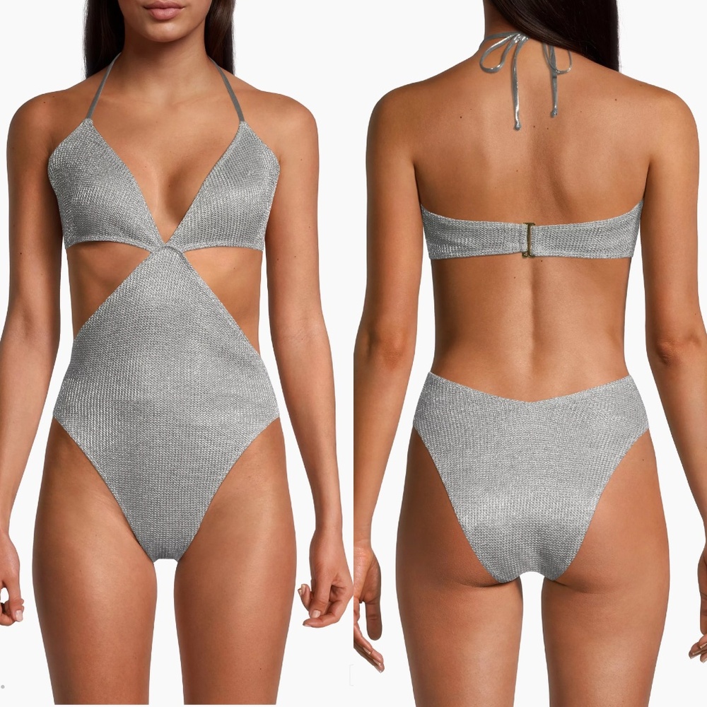 ramy brook Corina silver cutout monokini one piece